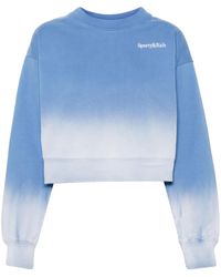 Sporty & Rich - Logo-embroidered Cropped Sweatshirt - Lyst