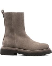 Brunello Cucinelli - 30 Mm Suède Enkellaarzen Met Rits - Lyst