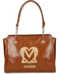 Love Moschino - Borsa A Spalla Con Placca Logo E Borchie - Lyst