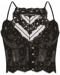Donna Abbigliamento da Lingerie da Top bustier e corsetti Sottoveste lingerie in raso con pizzoDolce & Gabbana in Cachemire di colore Nero 