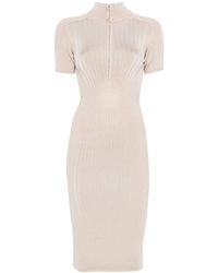 Mugler - Hook-And-Eye Ribbed-Knit Midi Dress - Lyst