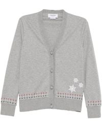 Thom Browne - Snowflake-Embroidered Cotton Cardigan - Lyst