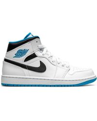 Nike - Air 1 Mid "white/laser Blue" Sneakers - Lyst