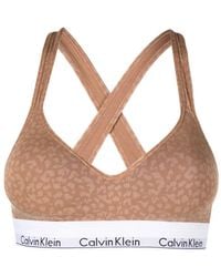 Calvin Klein - Leopard-Print Logo-Band Bralette - Lyst