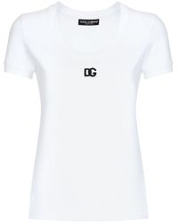 Dolce & Gabbana - T-shirt Van Katoenblend Met Geborduurd Logo - Lyst