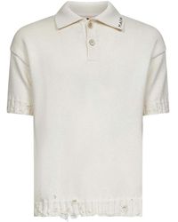 Marni - Ivory Cotton Knit Polo Shirt - Lyst