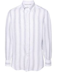 Brunello Cucinelli - Striped Linen Shirt - Lyst