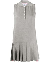 Thom Browne - Rwb Stripe Sleeveless Pleated Tennis Dress - Lyst