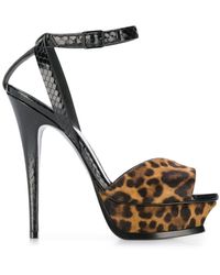 Saint Laurent Босоножки Tribute 105 С Леопардовым Принтом - Коричневый