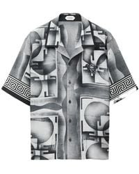 Versace - Camisa Estampada De Crepé De China - Lyst