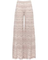 D.exterior - Wide-Leg Chevron Knit Trousers - Lyst