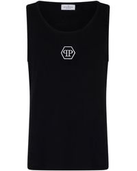 Philipp Plein - Logo-Embroidered Cotton Tank Top - Lyst