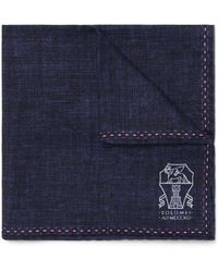 Brunello Cucinelli - Logo-print Silk Pocket Square - Lyst