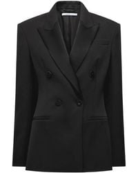 Another Tomorrow - Double-Breasted Satin-Lapel Jacket - Lyst