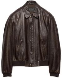 Prada - Nappa-Leather Bomber Jacket - Lyst