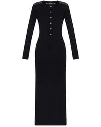 Versace - Maxi-Jurk Met Kanten Vlakken En Knopen - Lyst