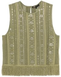 Maje - Fringed Rhinestone Flower Top - Lyst