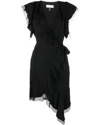 Nissa - Tulle-Detailing Draped Mini Dress - Lyst