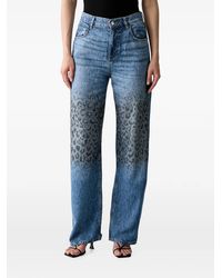Liu Jo - Leopard-Pattern Rhinestone-Embellished Jeans - Lyst