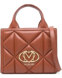 Love Moschino - Quilted Logo-Plaque Tote Bag - Lyst