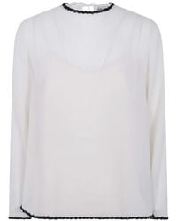 Semicouture - Florinda Bead-Trim Tie-Fastening Blouse - Lyst