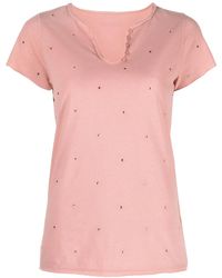 Zadig & Voltaire - Rhinestone-Embellished Henley-Neck T-Shirt - Lyst