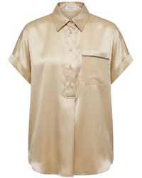 Brunello Cucinelli - Monili-Chain Short-Sleeved Blouse - Lyst