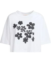 Marni - T-Shirt Met Bloemenprint - Lyst