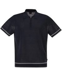 BOSS - Half-Zip Contrast-Stripe Polo Shirt - Lyst