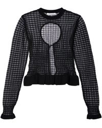 Cecilie Bahnsen - Gru Grid-sheer Knitted Top - Lyst