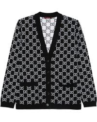 Gucci - Ggウール ジャカード リバーシブルカーディガン, ブラック, ウェア - Lyst