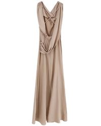 ACTUALEE - Satin-Waistband Sleeveless Maxi Dress - Lyst