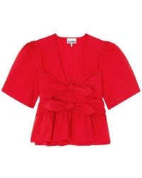 Ganni - Blusa Con Dobladillo Peplum - Lyst