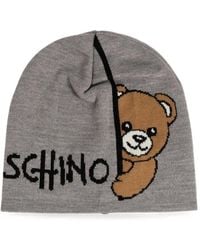Moschino - Teddy Bear Logo-Intarsia Beanie Hat - Lyst