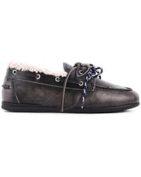 Toral Shoes - Harvey Shearling-Lined Boat Shoes - Lyst