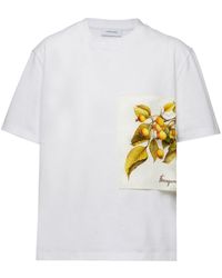 Ferragamo - Damen Kurzärmliges T-Shirt mit Botanik-Print - Lyst