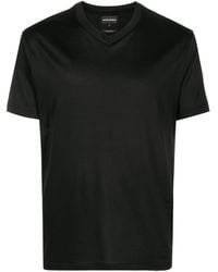 Emporio Armani - V-neck Lyocell-cotton T-shirt - Lyst