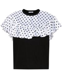 Parlor - Polka-dot Draped T-shirt - Lyst