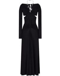Rabanne - Langes Kleid Aus Jersey Mit Ausschnitt - Lyst