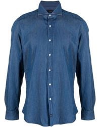 Fay - Slim-Fit Denim Cotton Shirt - Lyst