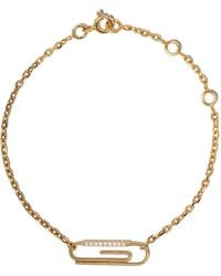 Aurelie Bidermann - 18Kt Paper Clip Diamond Bracelet - Lyst
