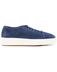 Santoni - Suede Lace-up Sneakers - Lyst