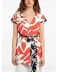 Twinset - Tie-Belt V-Neck Short-Sleeve Blouse - Lyst