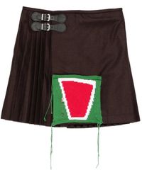 Charles Jeffrey - Pleated Knit-Patch Kilt Mini Skirt - Lyst