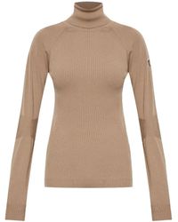 Moncler - Ribgebreide Trui Met Logo-Applicatie - Lyst