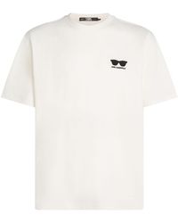 Karl Lagerfeld - Sunglasses-embroidered Organic-cotton T-shirt - Lyst