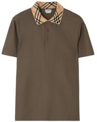 Burberry - Classic-Fit Check-Collar Cotton Polo Shirt - Lyst