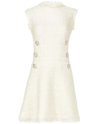 Costarellos - Villie Crystal-Buttons Tweed Mini Dress - Lyst