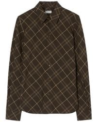 Burberry - Check Slim-Fit Katoenen Blouse - Lyst