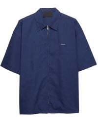 Prada - Chemise En Coton Technique À Manches Courtes - Lyst